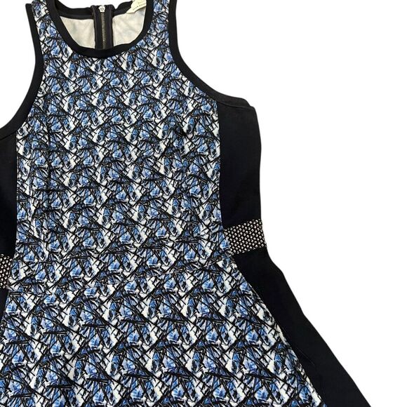 Club Monaco Navy Black Patterned Sleeveless Fit & Flare Dress 8 - Picture 2 of 3